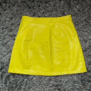 Faux leather neon yellow skirt